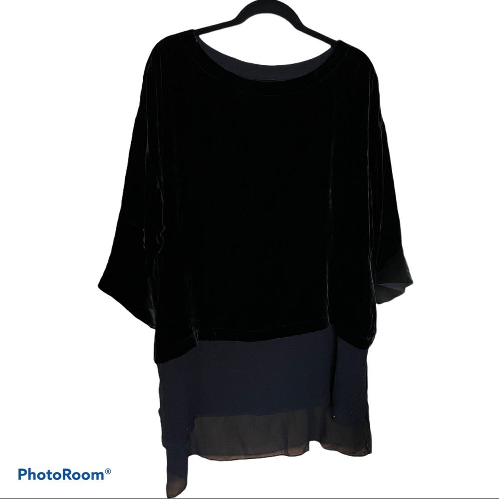 🔴 SOLD Eileen Fisher Black Velvet Silk Tunic | L - Picture 5 of 11